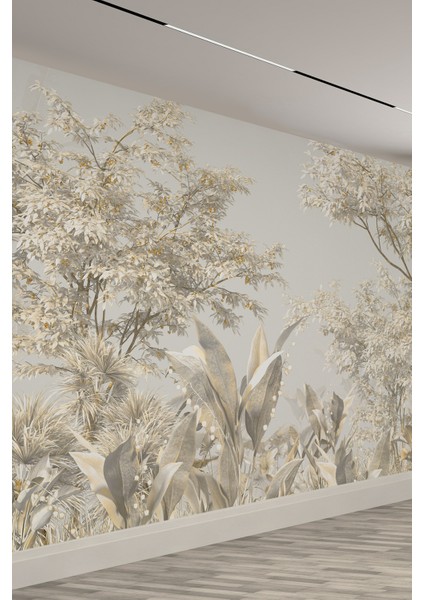 Bej Egzotik Orman Desenli Tekstil Duvar Kağıdı fiyatları