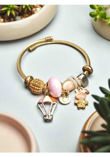 Balon Detaylı Pembe Charm Çelik Bileklik fırsatları