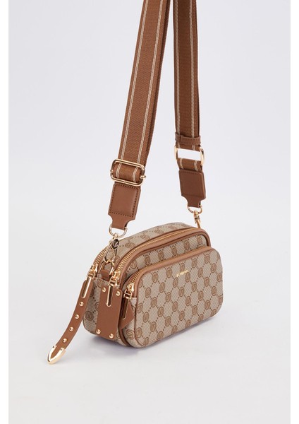 Camel Çift Bölmeli Kalın Askılı Omuz Çantası