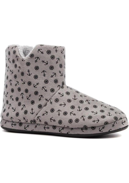 Erkek Panduf Kışlık Ev Botu Süet Çapa Desen