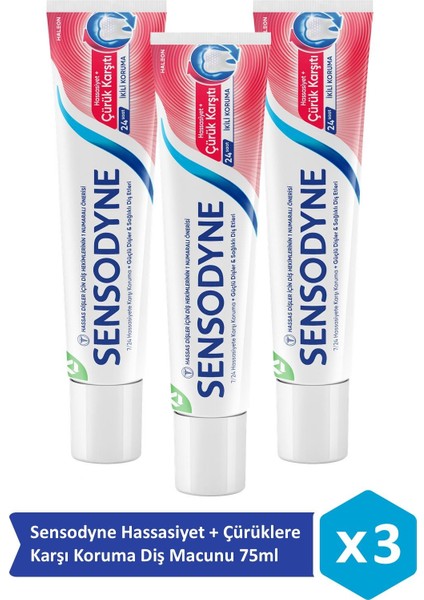 Hassasiyet + Çürüklere Karşı Koruma Diş Macunu 75ML x 3 Adet