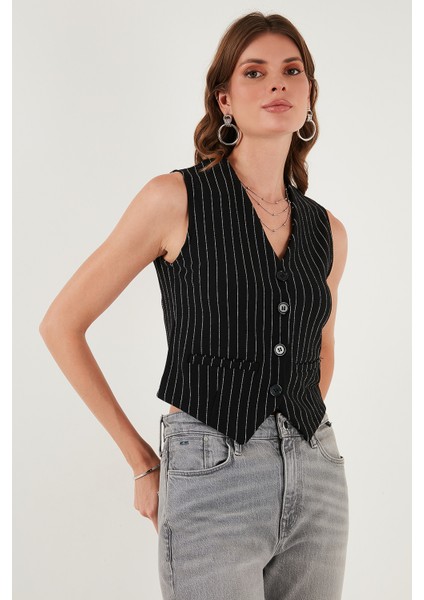 Streç Fitted Fit V Yaka Düğmeli Yelek Bayan Yelek 5865971 fırsatları