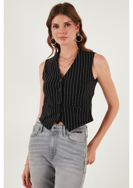 Streç Fitted Fit V Yaka Düğmeli Yelek Bayan Yelek 5865971 indirimleri