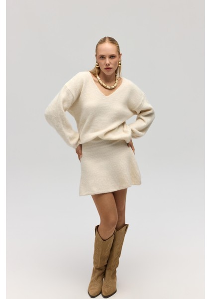 Nordis Volanlı Ekru Triko Mini Etek fiyatları