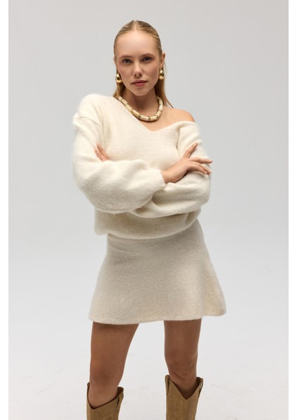 Nordis Volanlı Ekru Triko Mini Etek fırsatları