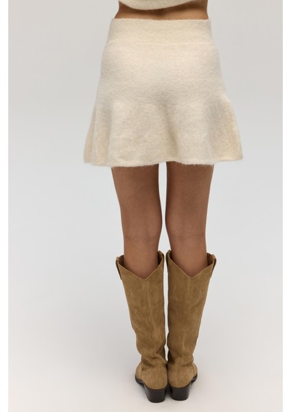 Nordis Volanlı Ekru Triko Mini Etek indirimleri