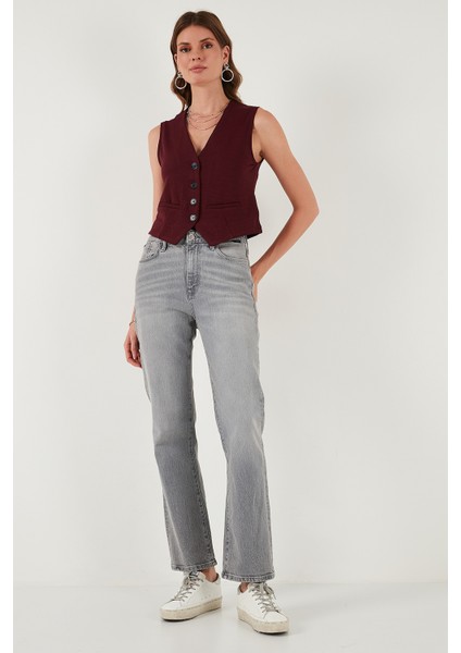 Streç Fitted Fit V Yaka Düğmeli Yelek Bayan Yelek 5865971 fiyatları