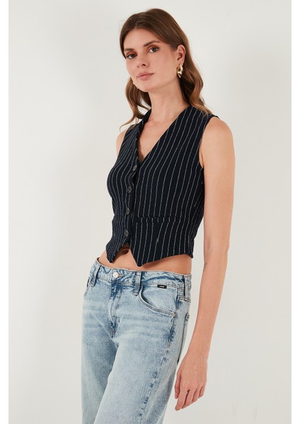 Streç Fitted Fit V Yaka Düğmeli Yelek Bayan Yelek 5865971 fırsatları