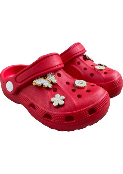 Kız Çocuk Eva Kelebek Figürlü Plaj Deniz Havuz Tatil Bahçe Günlük Kullanım Cross Sandalet-Terlik