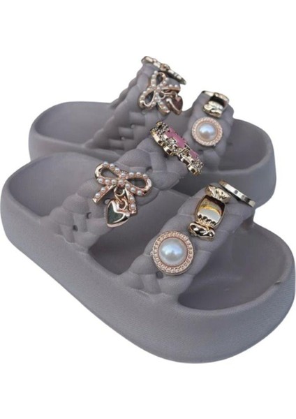 Kız Çocuk Kadın Havuz Plaj Tatil Günlük Yazlık Rahat Kaydırmaz Tabanlı Ayıcık Kelebek Taşlıterlik