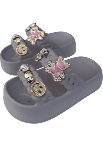 Kız Çocuk Kadın Havuz Plaj Tatil Günlük Yazlık Rahat Kaydırmaz Tabanlı Ayıcık Kelebek Taşlıterlik fiyatları