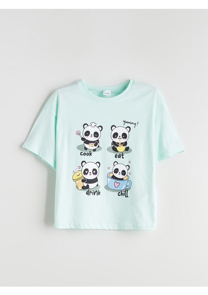 Yeni Sezon Bisiklet Yaka Baskılı Kız Çocuk Pijama Takımı fiyatları