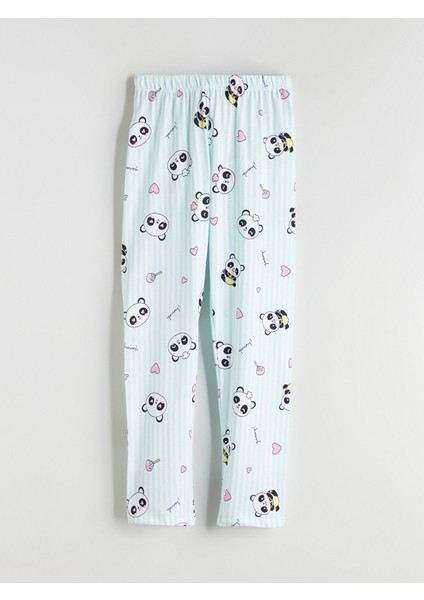 Yeni Sezon Bisiklet Yaka Baskılı Kız Çocuk Pijama Takımı indirimleri