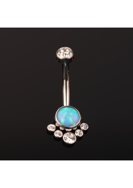 Yüksek Kalite G23 Titanium Mavi Opal Taşlı Titanyum Göbek Piercingi