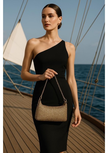 Kadın Işıltılı File Örme Zincirli El ve Omuz Çantası fiyatları