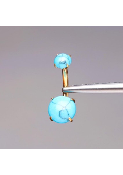 Yüksek Kalite G23 Titanium Doğal Firuze Taşlı Altın Titanyum Göbek Piercingi