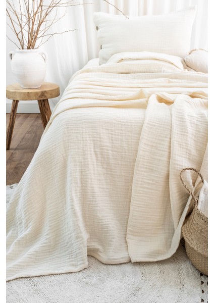 Modern Tek Kişilik %100 Pamuk 3 Katlı Müslin Yatak Örtüsü Yastıksızdır fiyatları