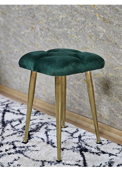 Kare Gold Kaplama Konik Ayaklı Tabure - Oturak - Bar Taburesi - Ayaklı Tabure Yeşil Renk 33 x 48 Boyut/ebat fırsatları
