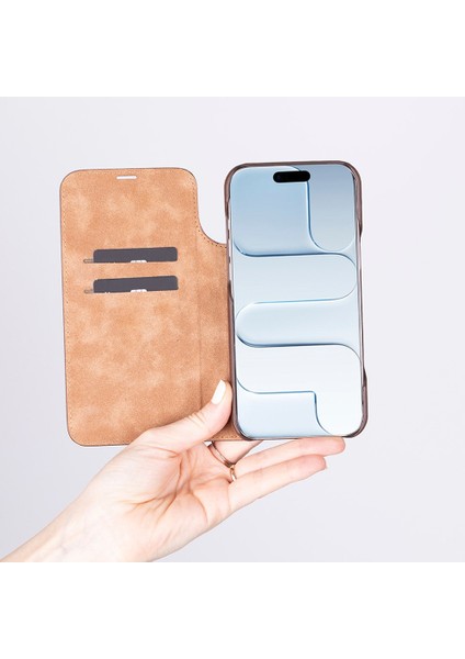 Apple iPhone 17 Için, Hakiki Deri, El Yapımı, Cüzdanlı Slim Kılıf, Mag Safe ile Uyumlu, Iç Yüzeyi Kadife, Siyah fiyatları