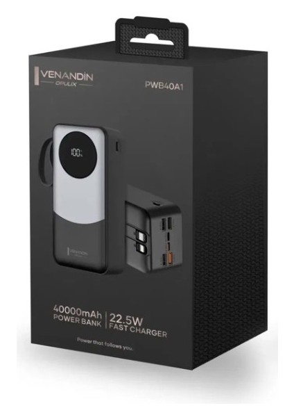 Avctekno Venandin PWB40A1 40.000 Mah LED Göstergeli 22.5W Hızlı Kendinden Kablolu Powerbank fiyatları