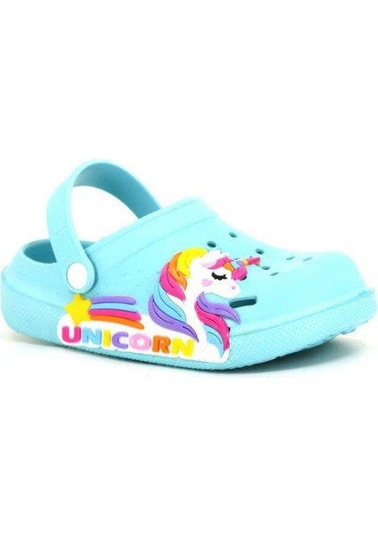 Kız Çocuk Unicorn Figürlü Kaydırmaz Rahat Tabanlı Havuz-Plaj-Tatil-Bahçe Cross Terlik Sandalet