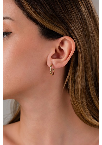 14 Ayar Altın Soft Model Halka Küpe