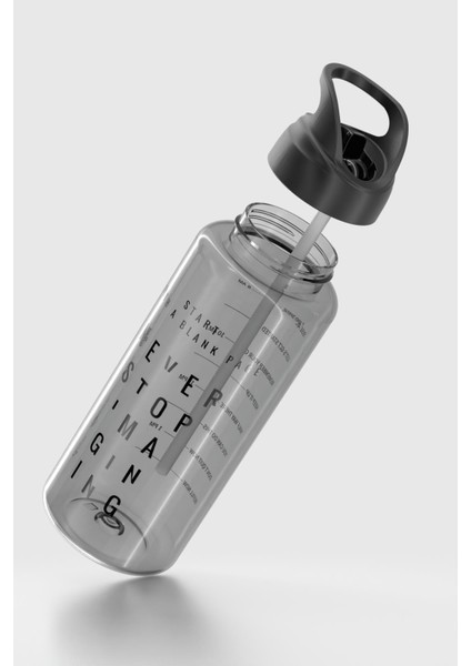 Moly Yazı Desenli 1000 ml Pipetli Tritan Matara 912139 Siyah modelleri