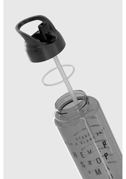 Moly Yazı Desenli 1000 ml Pipetli Tritan Matara 912139 Siyah fırsatları