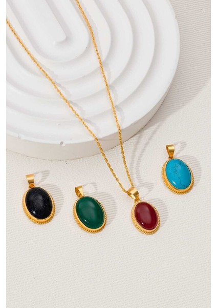 14 Ayar Altın Mardin Işi Firuze & Akik Taşlı Kolye fırsatları