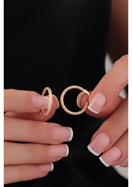 14 Ayar Altın Medium Zarif Hasır Halka Küpe modelleri