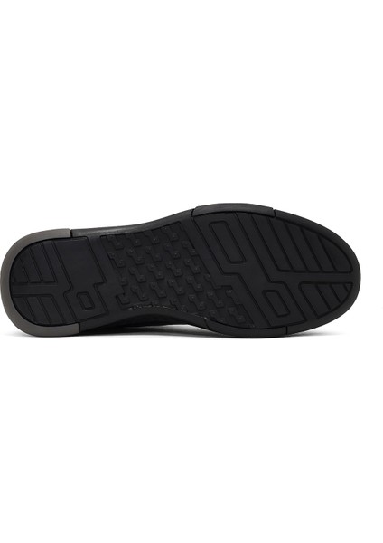 Erkek Siyah Bağcıklı Kalın Tabanlı Deri Sneaker 25WFD697218 fırsatları