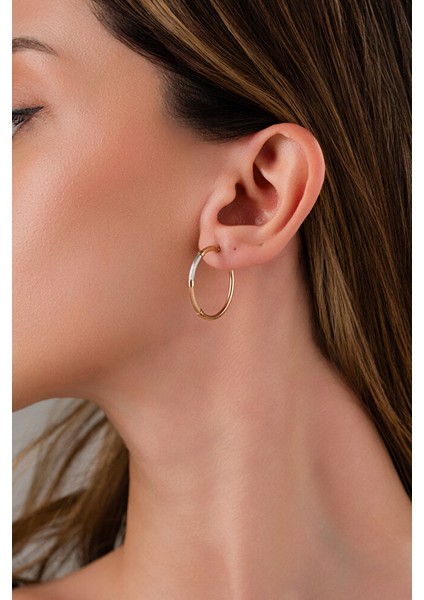 14 Ayar Altın M Boy Rose Model Halka Küpe