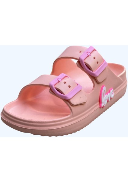 Çift Tokalı Plaj-Havuz-Bahçe-Tatil-Günlük Açık Stickerlı Çocuk Terliği