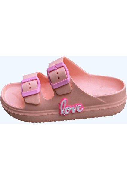 Çift Tokalı Plaj-Havuz-Bahçe-Tatil-Günlük Açık Stickerlı Çocuk Terliği fiyatları