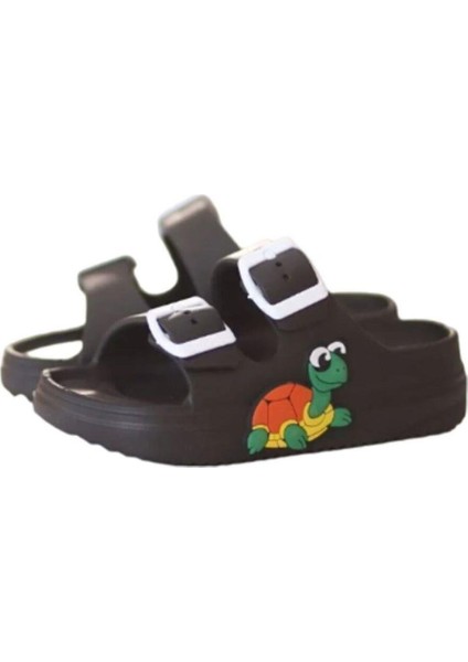 Çift Tokalı Plaj-Havuz-Bahçe-Tatil-Günlük Açık Stickerlı Çocuk Terliği