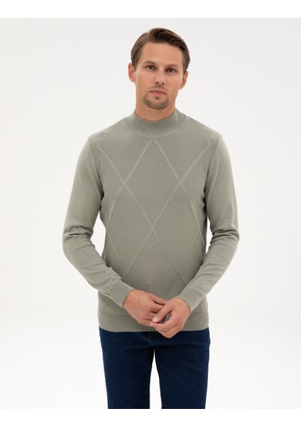 Erkek Ada Çayı Slim Fit Yarım Balıkçı Yaka Triko Kazak 50317520-VR255