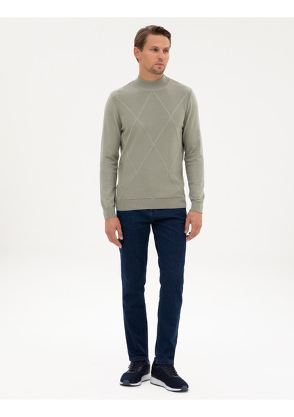 Erkek Ada Çayı Slim Fit Yarım Balıkçı Yaka Triko Kazak 50317520-VR255 fırsatları