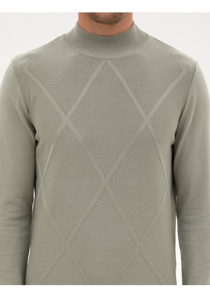 Erkek Ada Çayı Slim Fit Yarım Balıkçı Yaka Triko Kazak 50317520-VR255