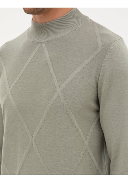 Erkek Ada Çayı Slim Fit Yarım Balıkçı Yaka Triko Kazak 50317520-VR255