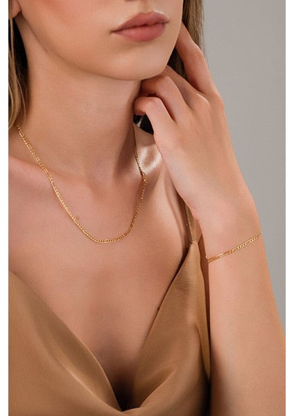 14 Ayar Altın Figaro Model Set, Bileklik&kolye fiyatları