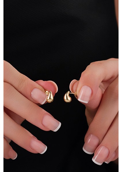 14 Ayar Altın Zarif Damla Küpe modelleri