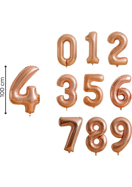 100 cm Rosegold Rakam Folyo Balon 40 Inç fiyatları
