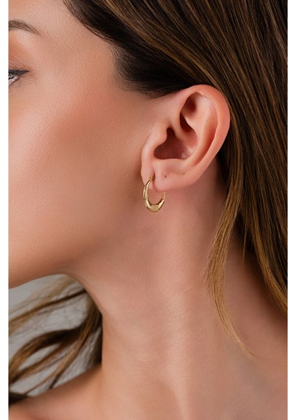 14 Ayar Altın Verona Model Halka Küpe