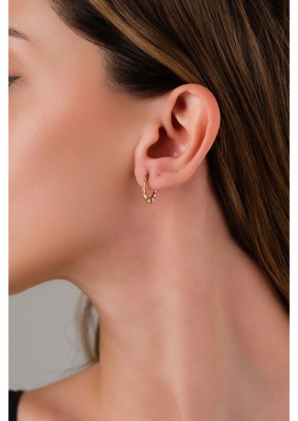 14 Ayar Altın Kemik Model Halka Küpe