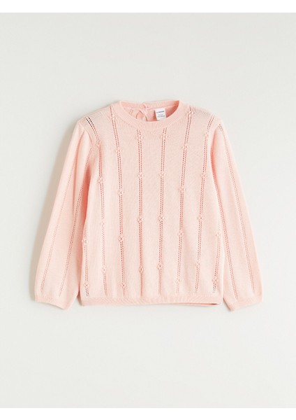 Yeni Sezon Bisiklet Yaka Ajurlu Kız Çocuk Triko Kazak