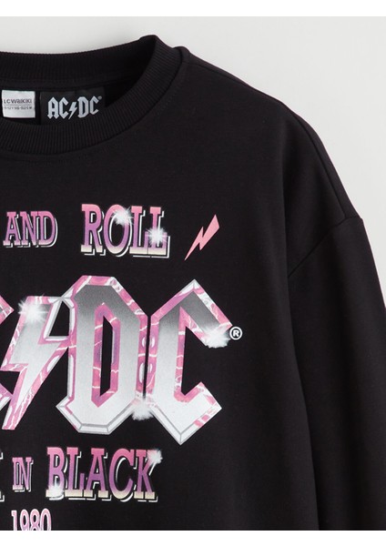 Yeni Sezon Bisiklet Yaka Ac/dc Baskılı Kız Çocuk Sweatshirt fiyatları