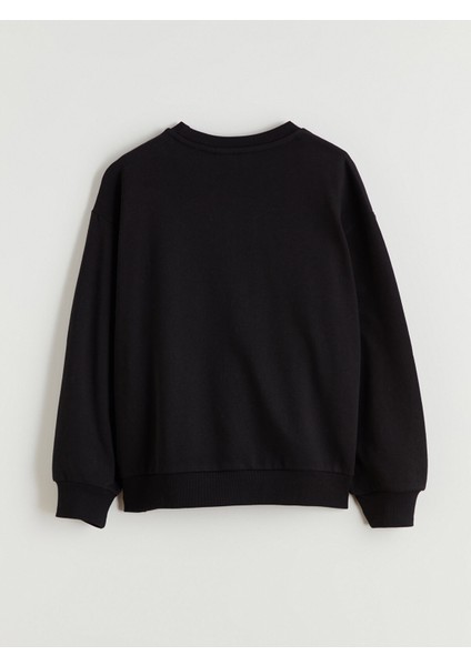 Yeni Sezon Bisiklet Yaka Ac/dc Baskılı Kız Çocuk Sweatshirt modelleri