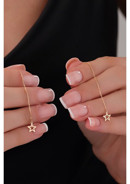 14 Ayar Altın Sallantılı Yıldız Küpe modelleri