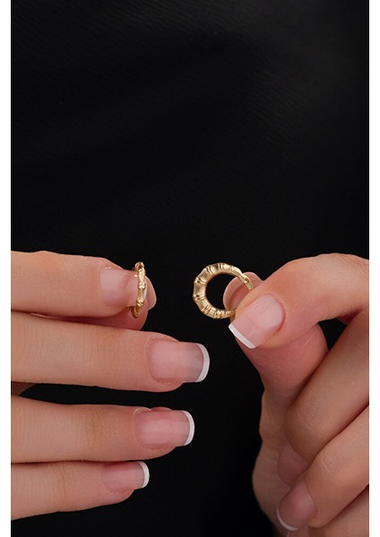 14 Ayar Altın Kemik Model Halka Küpe modelleri