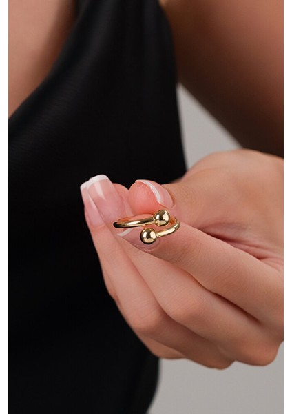 14 Ayar Altın Iki Top Güç Yüzük modelleri